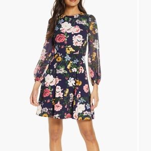 Vince Camuto long sleeve floral print dress